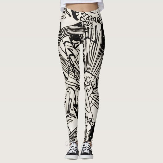 Verzoening door Franz Marc Black en White Leggings (Voorkant)