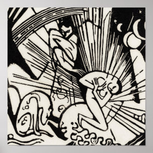 Verzoening door Franz Marc Famous Woodcut Poster