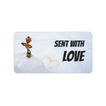 Verzonden met liefde levering label voor postcross