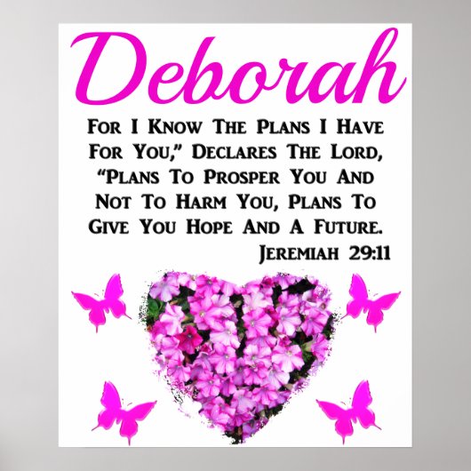 VERZONDEN PINKFLORAAL JEREMIAH 29:11 GEPERSONALISE POSTER (Voorkant)
