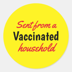 Verzonden uit een gevaccineerd huizengeel ronde sticker