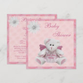 Verzonden van boven Angel Teddy Pink Baby shower Kaart (Voorkant / Achterkant)