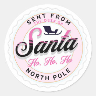 Verzonden vanaf het bureau van Santa Stamp Ronde Sticker