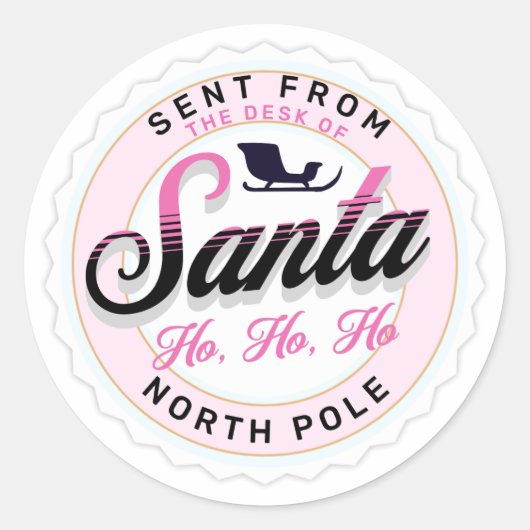 Verzonden vanaf het bureau van Santa Stamp Ronde Sticker (Voorkant)