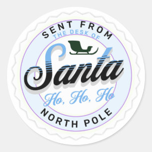 Verzonden vanaf het bureau van Santa Stamp Ronde Sticker