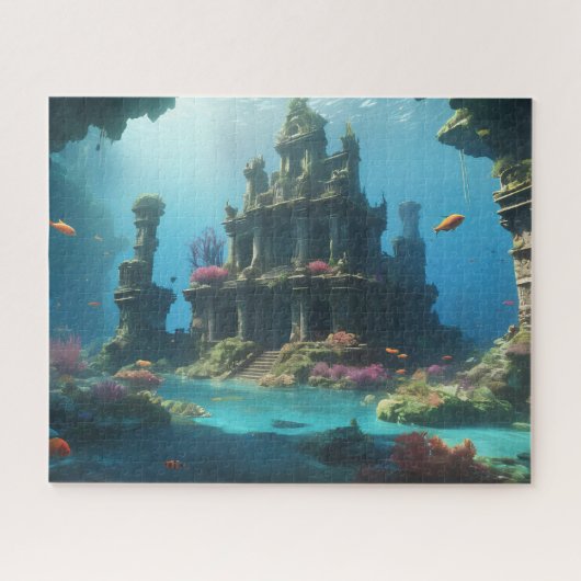 verzonken ruïnes van een oude tempel legpuzzel (Horizontaal)