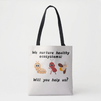 Verzorg Onze Wereld Wit met zwarte bandjes Tote Bag