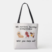 Verzorg Onze Wereld Wit met zwarte bandjes Tote Bag (Achterkant)