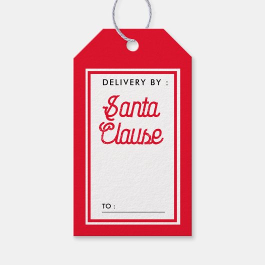Verzorgd door Santa Claus Rode en Witte Kerst Cadeaulabel (Voorkant)