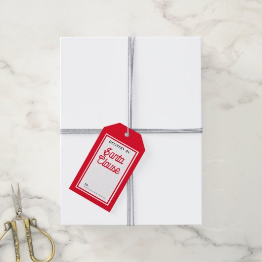 Verzorgd door Santa Claus Rode en Witte Kerst Cadeaulabel (Met Touw)