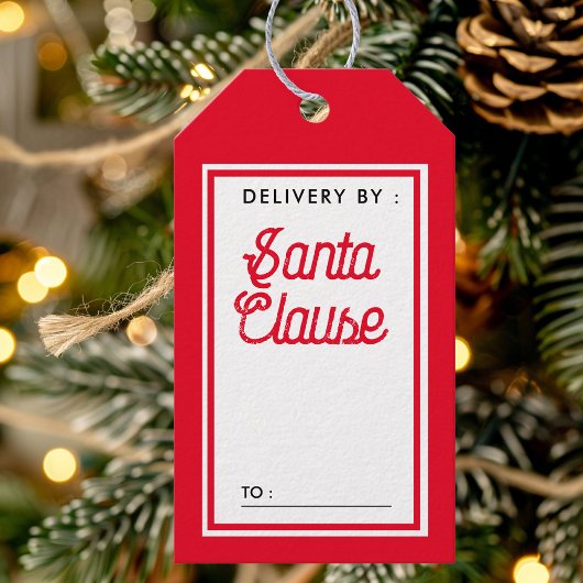 Verzorgd door Santa Claus Rode en Witte Kerst Cadeaulabel