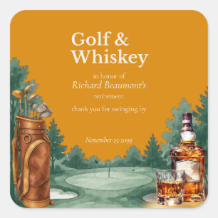 Verzorgde golf- en whisky-thema-pensioenfeest voor vierkante sticker
