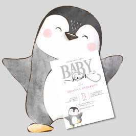 VERZORGDE PINGUÏN GENDER NEUTRALE BABY SHOWER UITN KAART