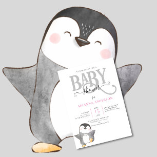 VERZORGDE PINGUÏN GENDER NEUTRALE BABY SHOWER UITN KAART