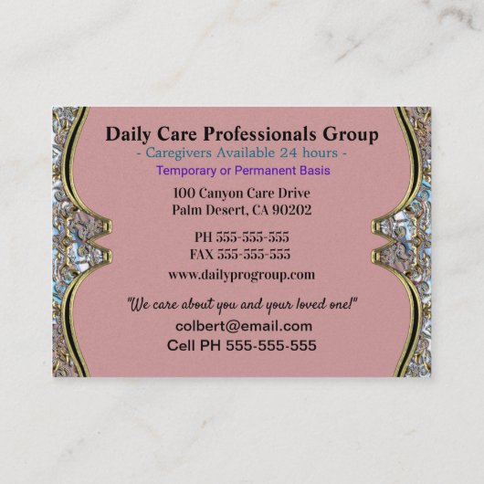 Verzorger Carrie Birdy Helper Visitekaartje (Achterkant)