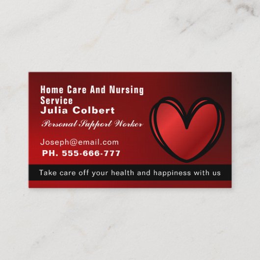 Verzorger Companion Verzorger rode hart profession Visitekaartje (Voorkant)