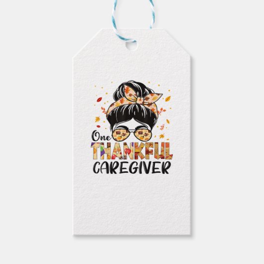 Verzorger een dankbaar rommelige Bun Thanksgiving  Cadeaulabel (Voorkant)