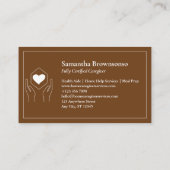 Verzorger hart hand bruin visitekaartje (Achterkant)