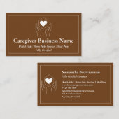 Verzorger hart hand bruin visitekaartje (Voorkant / Achterkant)