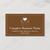 Verzorger hart hand bruin visitekaartje (Voorkant)