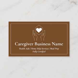 Verzorger hart hand bruin visitekaartje