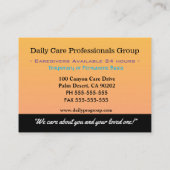 Verzorger helpt betrouwbaar mededogen visitekaartje (Achterkant)