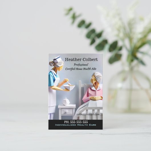Verzorger helpt u professioneel visitekaartje (Staand voorkant)