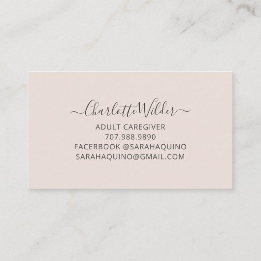 Verzorger Home Gezondheid Aide Hand getrokken Bloe Visitekaartje (Achterkant)