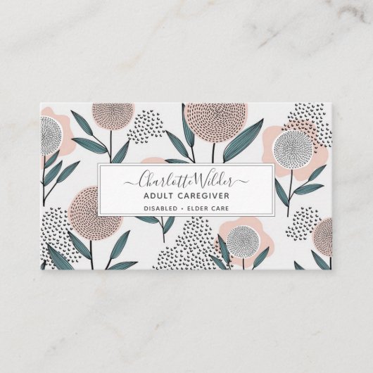 Verzorger Home Gezondheid Aide Hand getrokken Bloe Visitekaartje (Voorkant)