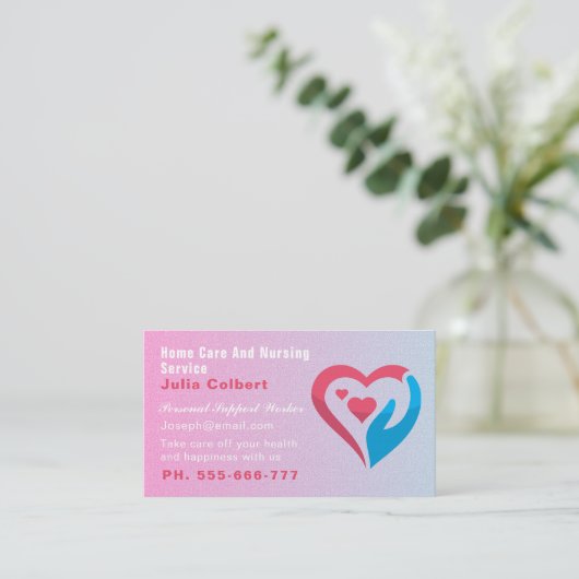 Verzorger Home Help Companionship Square roze Visitekaartje (Staand voorkant)