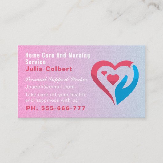 Verzorger Home Help Companionship Square roze Visitekaartje (Voorkant)