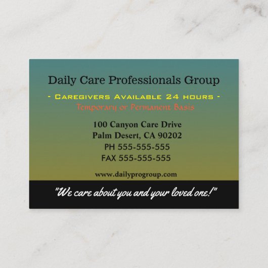 Verzorger Little Bird Helpende Handen Visitekaartje (Achterkant)