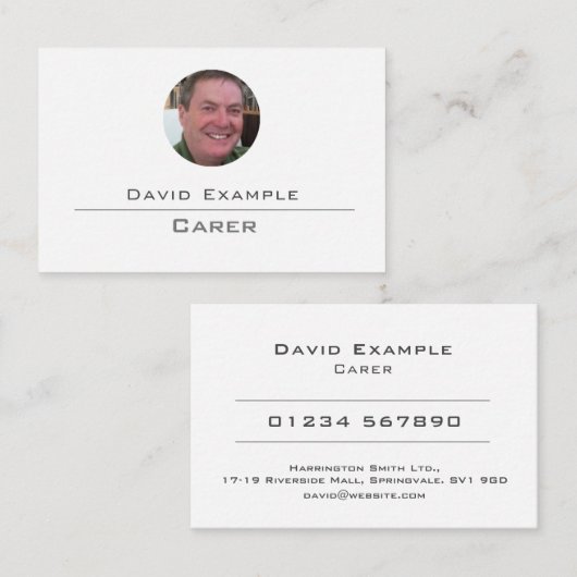 Verzorger met foto van Holder Care Assistant Visitekaartje (Voorkant / Achterkant)