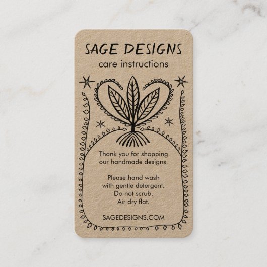 VERZORGING INSTRUCTIES Boho Whimsical Line Art Kra Visitekaartje (Voorkant)