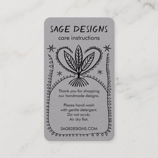 VERZORGING INSTRUCTIES Boho Whimsical Line Art Lux Visitekaartje (Voorkant)