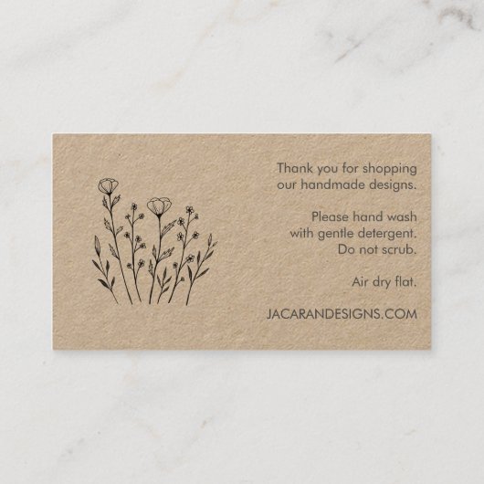 VERZORGING INSTRUCTIES Chique Elegant Wildflower K Visitekaartje (Achterkant)
