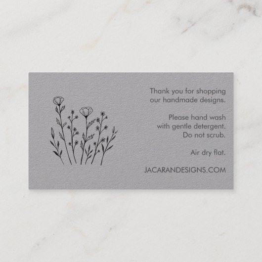 VERZORGING INSTRUCTIES Chique Elegant Wildflower L Visitekaartje (Achterkant)