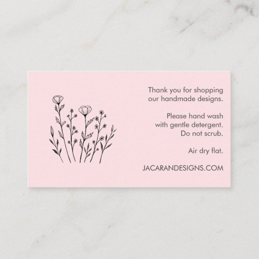 VERZORGING INSTRUCTIES Chique Elegante Wildflower Visitekaartje (Achterkant)