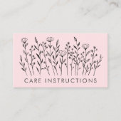 VERZORGING INSTRUCTIES Chique Elegante Wildflower Visitekaartje (Voorkant)