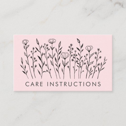 VERZORGING INSTRUCTIES Chique Elegante Wildflower Visitekaartje (Voorkant)