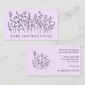 VERZORGING INSTRUCTIES Chique Elegante Wildflower  Visitekaartje (Voorkant / Achterkant)