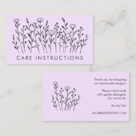 VERZORGING INSTRUCTIES Chique Elegante Wildflower  Visitekaartje