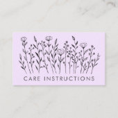VERZORGING INSTRUCTIES Chique Elegante Wildflower  Visitekaartje (Voorkant)