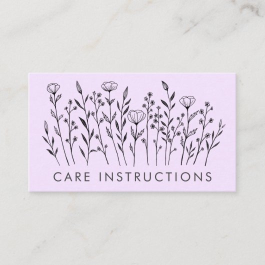 VERZORGING INSTRUCTIES Chique Elegante Wildflower  Visitekaartje (Voorkant)