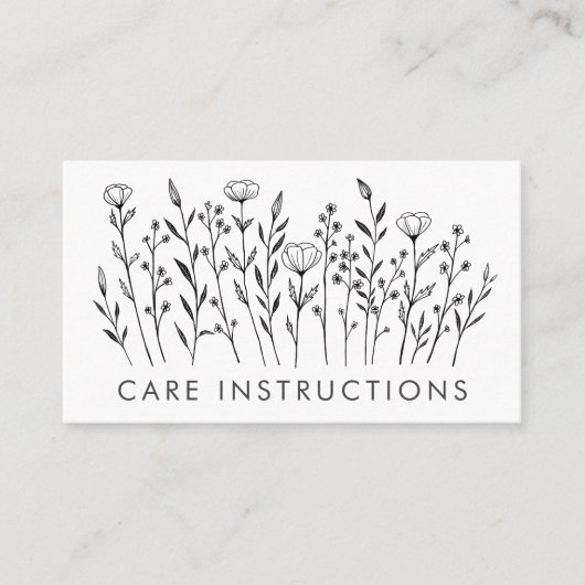 VERZORGING INSTRUCTIES Chique Elegante Wildflower  Visitekaartje (Voorkant)