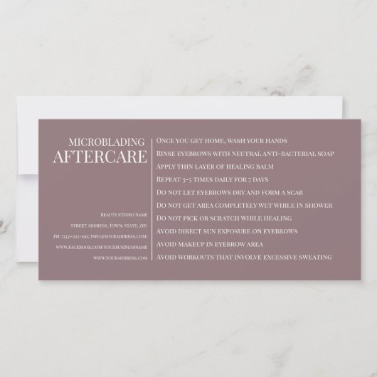 Verzorging na wenkbrauwen microblading Zilver Roze Bedankkaart (Voorkant)