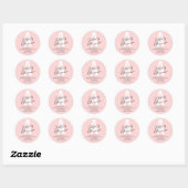 Verzorging na wimper extensie roze monogram ronde sticker (Vel)