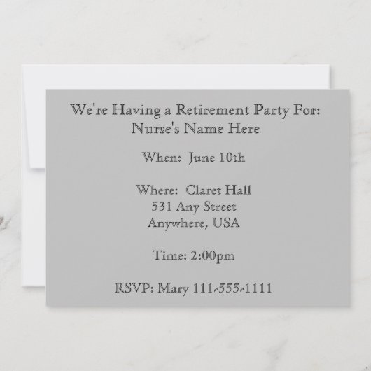 Verzorging of medische verzorging kaart (Achterkant)