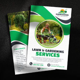 Verzorging van gazons, grasmaaien, mulchen, aanleg flyer