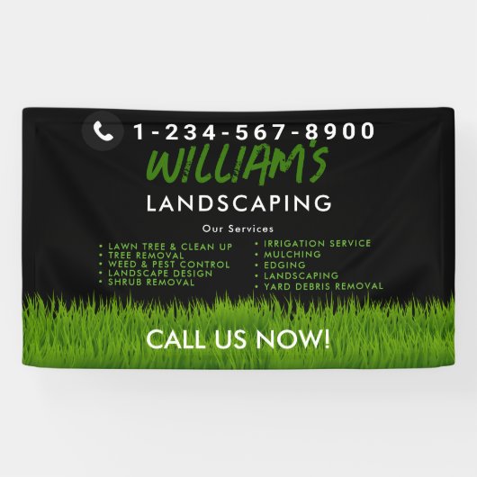 Verzorging van gazons, landschapsarchitectuur, maa spandoek (Horizontaal)